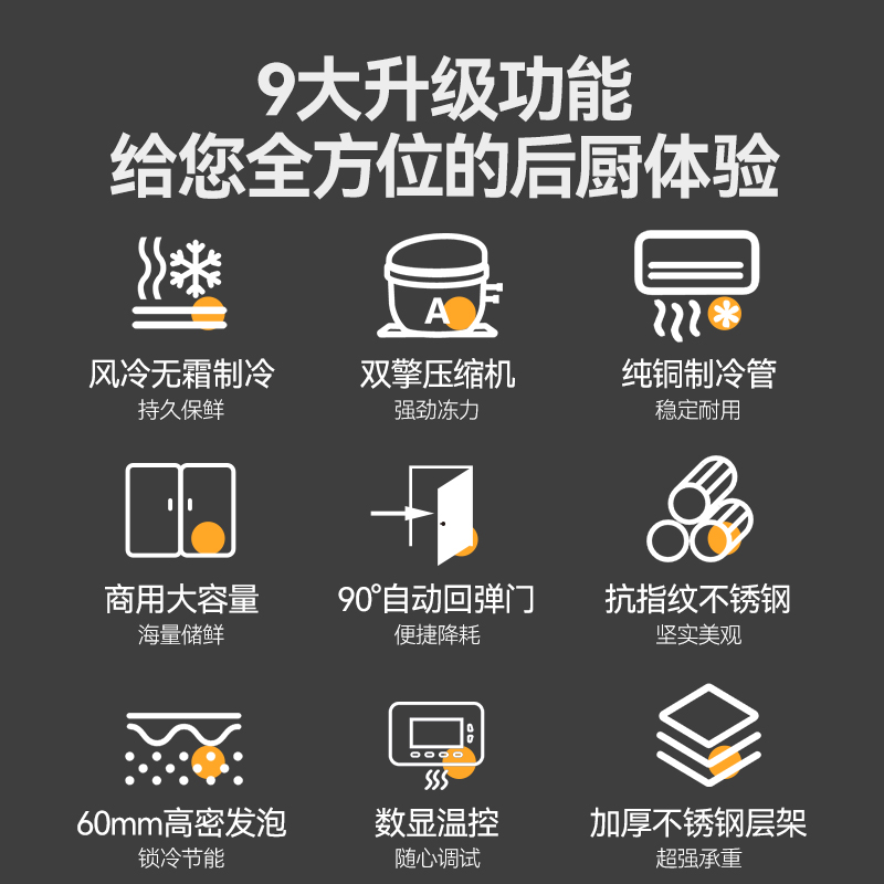 MDC商用四六门冰柜风冷无霜冷冻插盘款四门冰柜