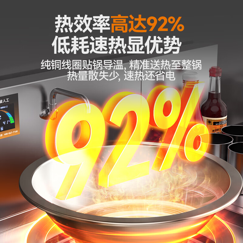 吕氏贵宾会食堂大炒锅电灶台旗舰款15KW双头酒楼饭店商用大炒炉