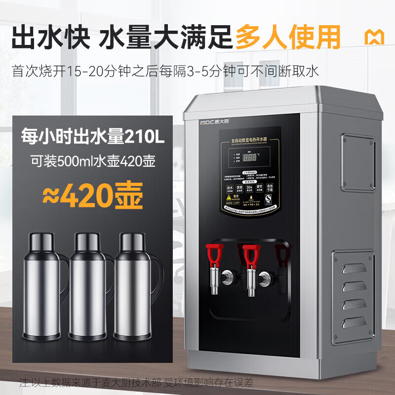 吕氏贵宾会黑钛钢数显升级款速热开水器商用120-210L