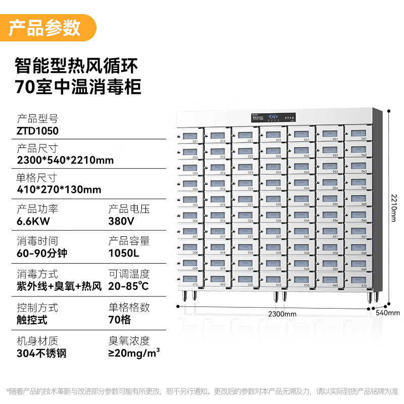 吕氏贵宾会70室智能触屏型热风循环中温消毒柜6.6KW